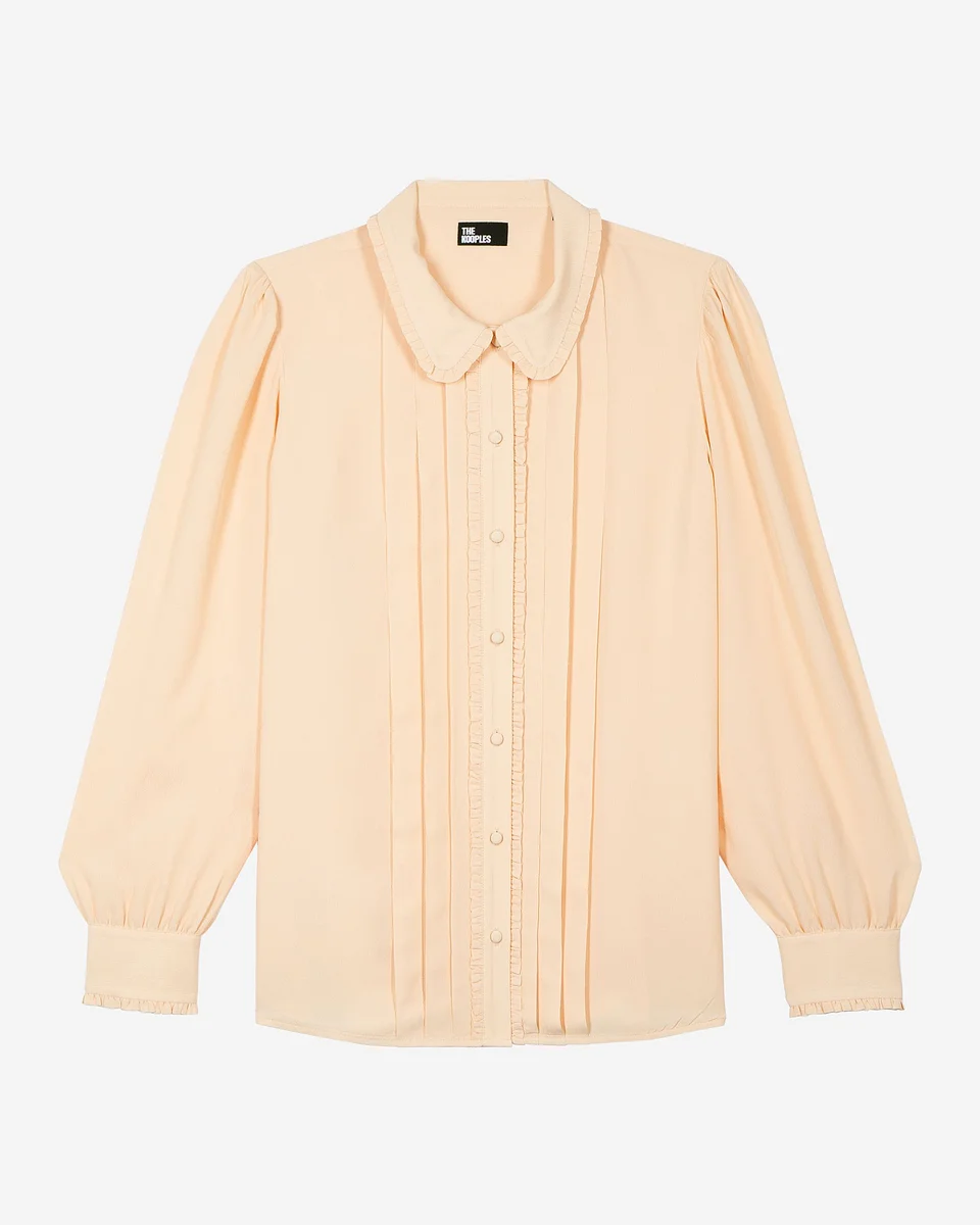 SHIRT WITH PEACH PLEAT DETAIL - 1