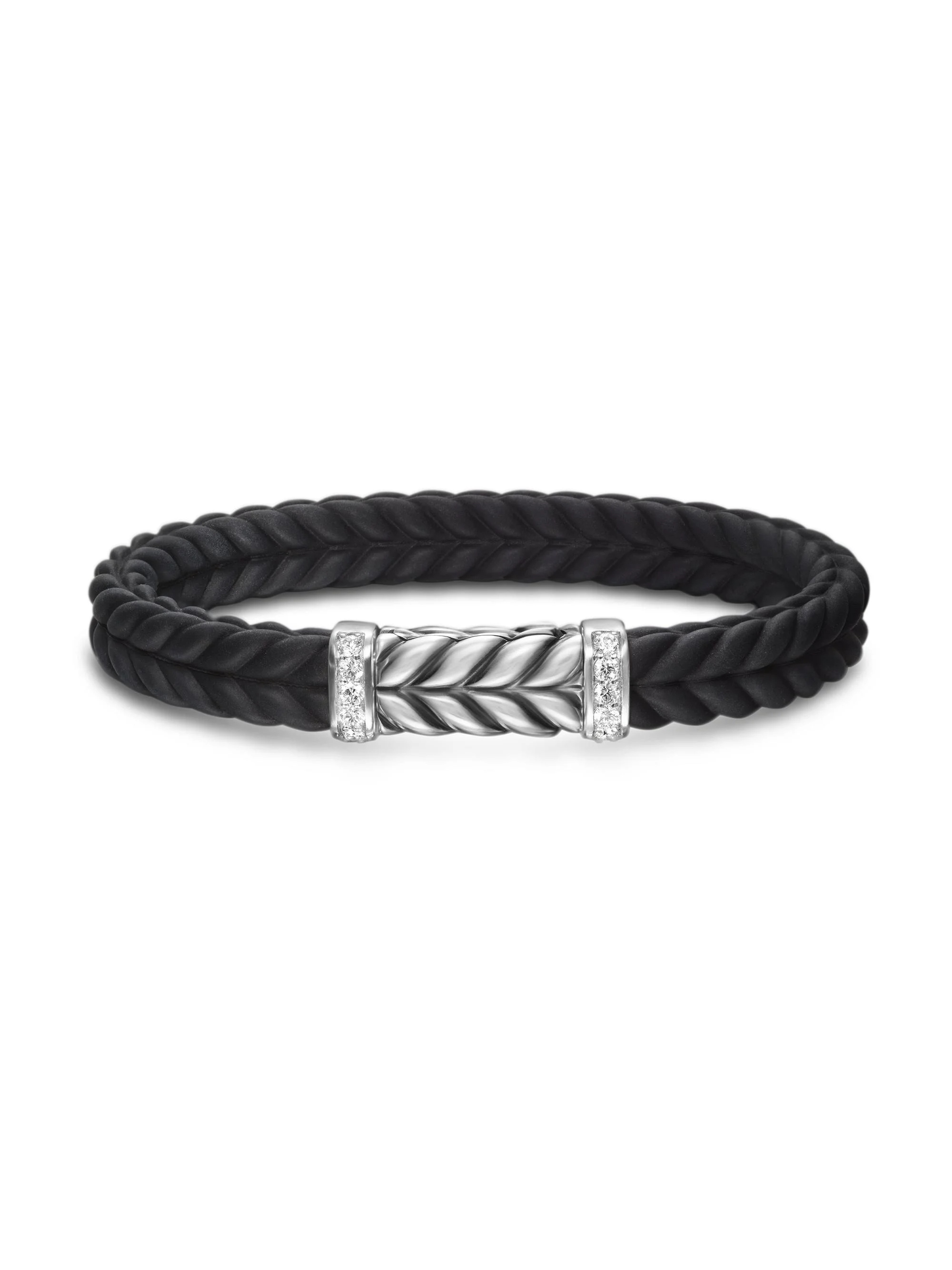 Men's Chevron Bracelet in Rubber - Diamond - 1