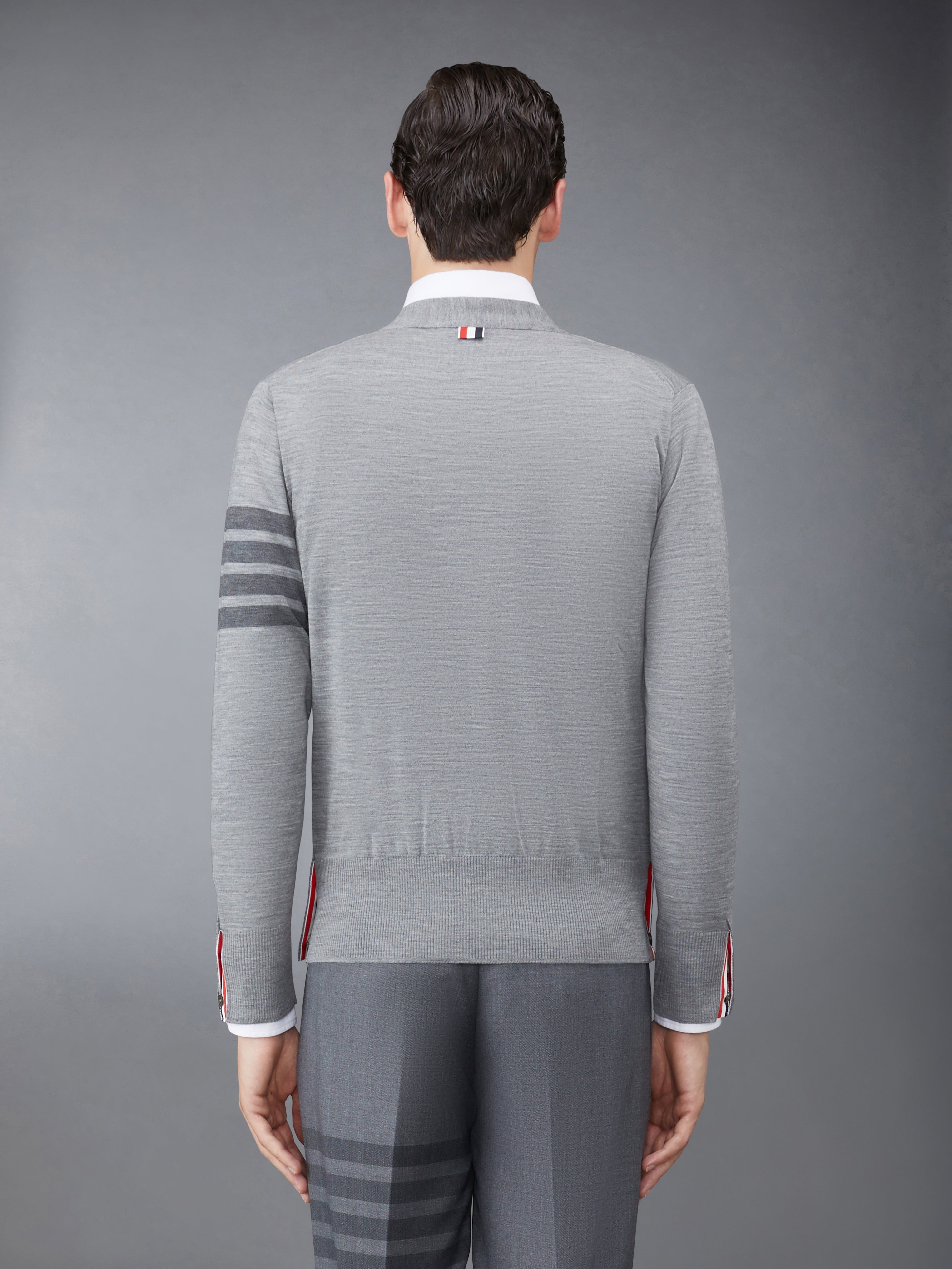 Wool 4-Bar V-Neck Cardigan - 2
