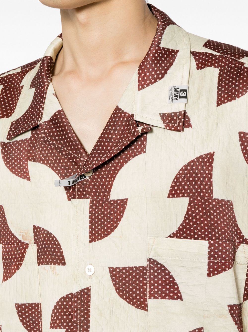 patchwork-pattern cuban-collar shirt - 5