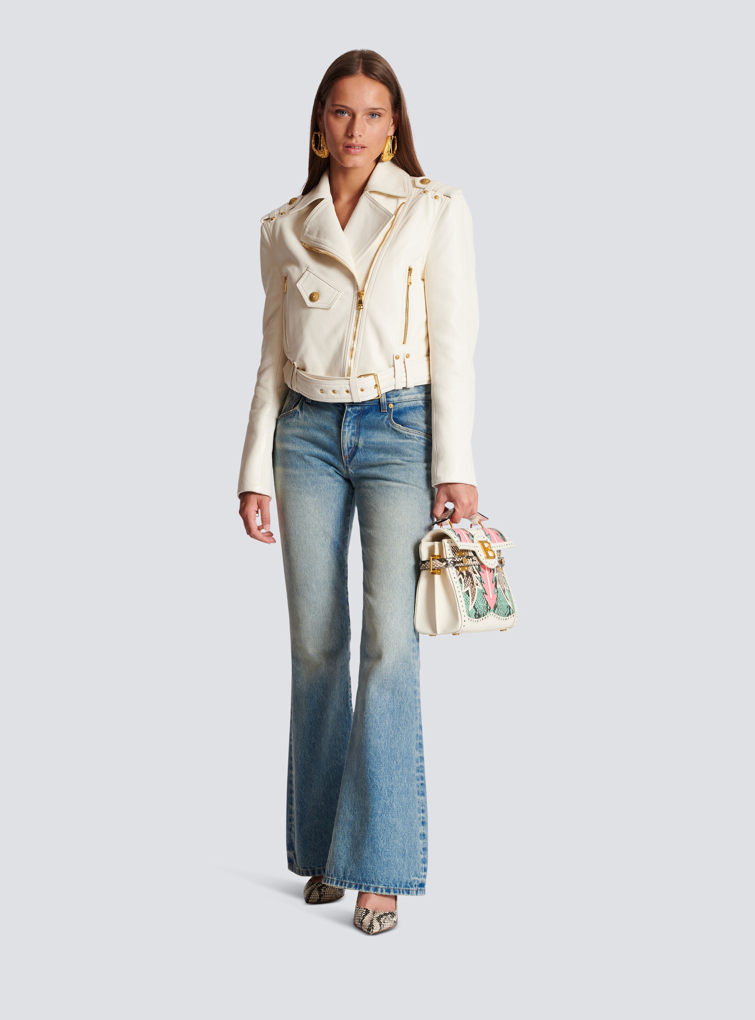 Zipped leather biker jacket - 2