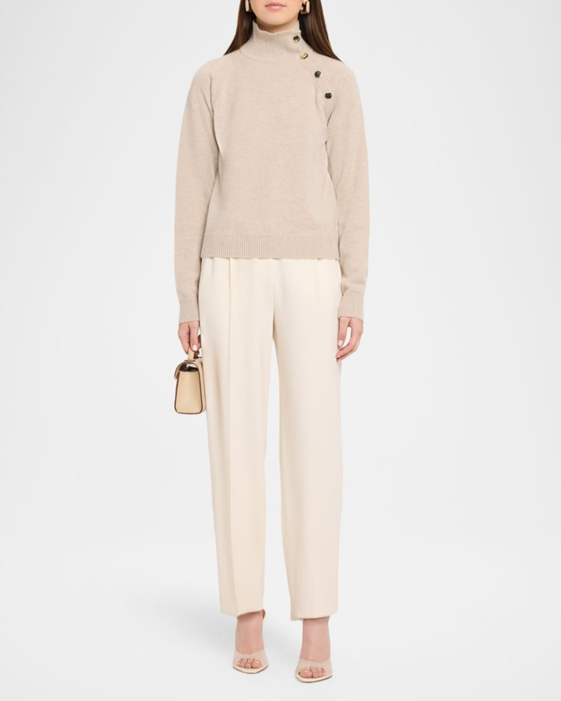 Max Mara Studio Button-Shoulder Cashmere Turtleneck Sweater outlook
