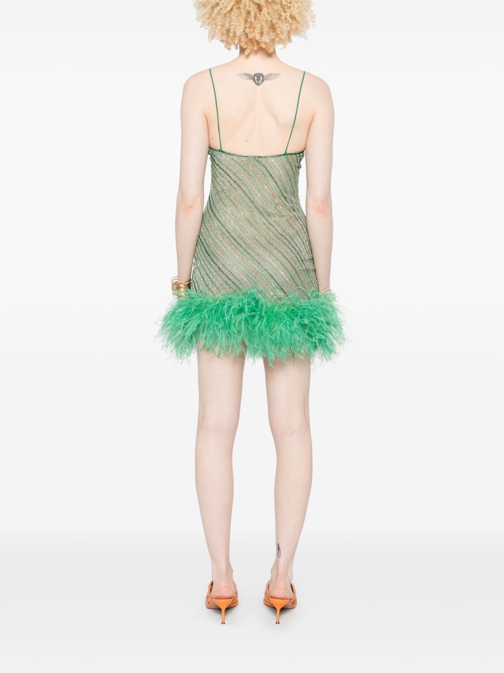 feather-trim mini dress - 4