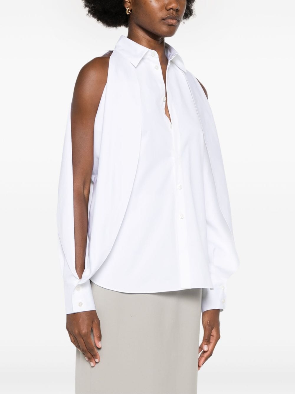 balloon-sleeve cotton shirt - 3
