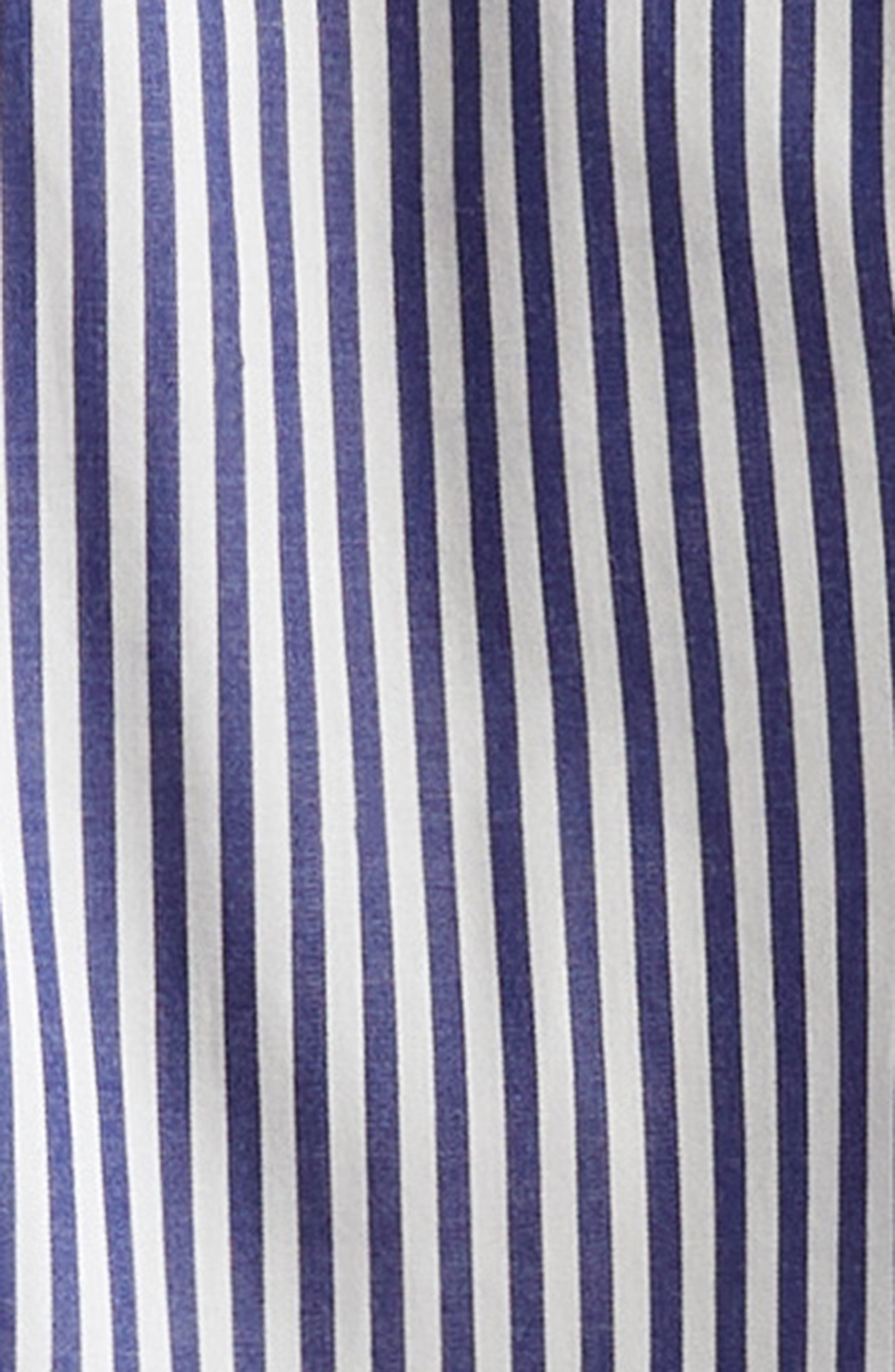 Carolina Herrera Stripe Tiered Ruffle Sleeve Belted Poplin Shirtdress in White/Blue at Nordstrom - 7