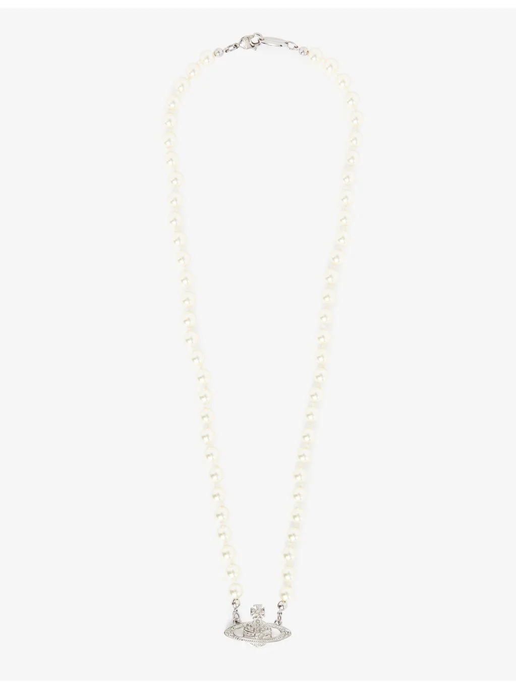 Bas Relief Orb mini silver-toned brass and pearl necklace - 1