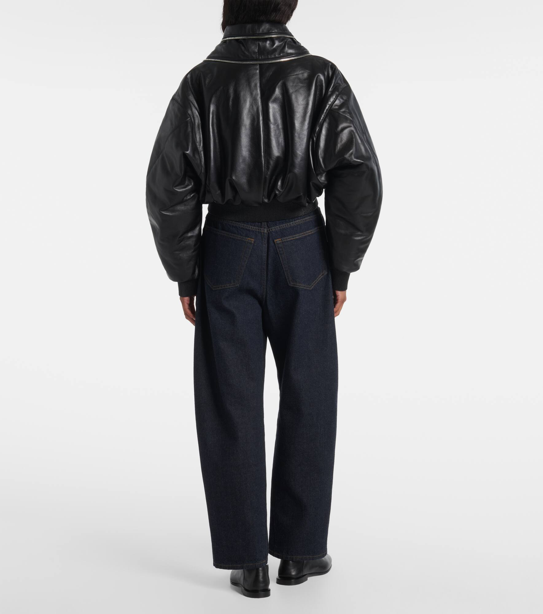 Leather bomber jacket - 3
