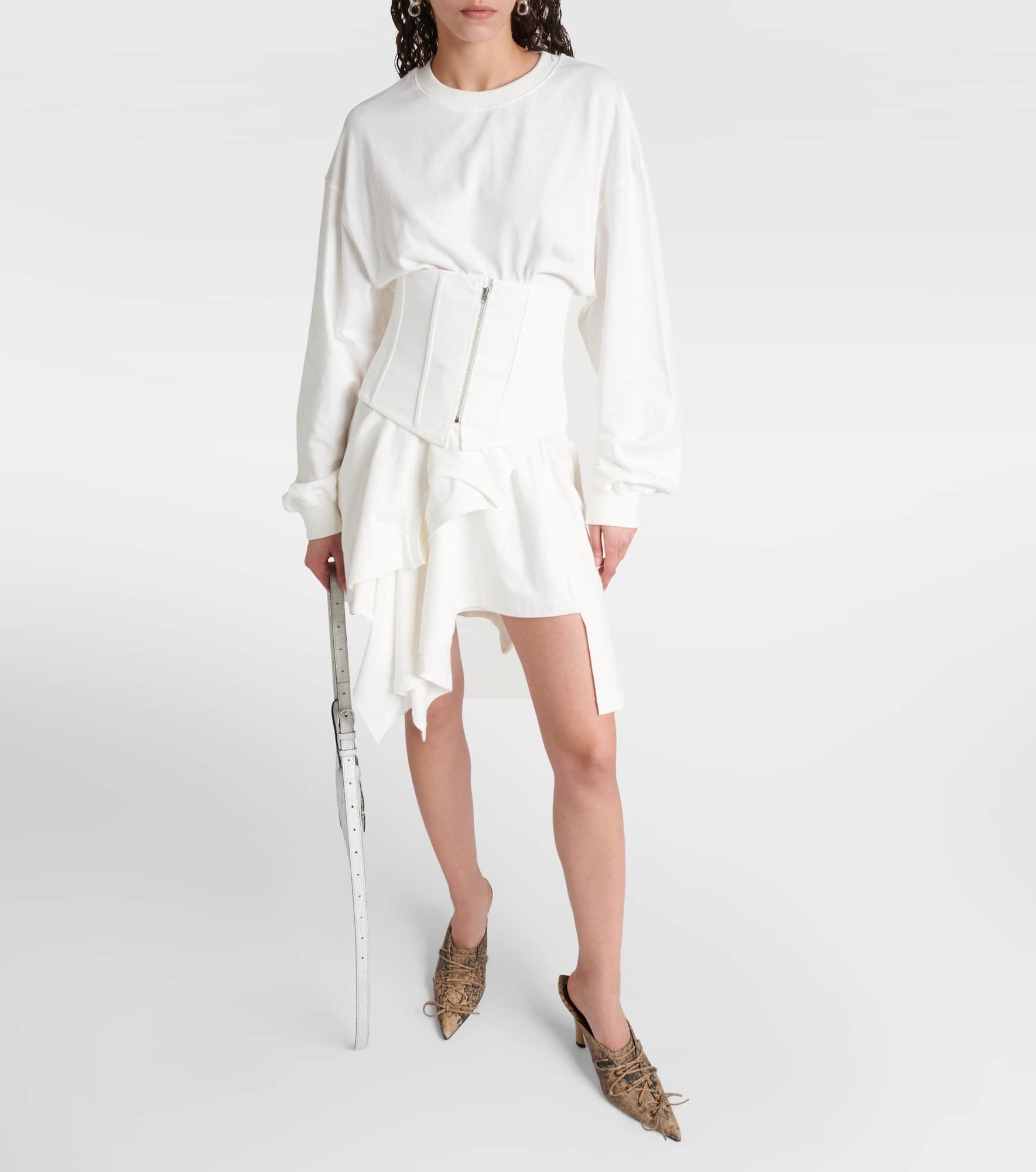 Asymmetric cotton jersey corset dress - 2