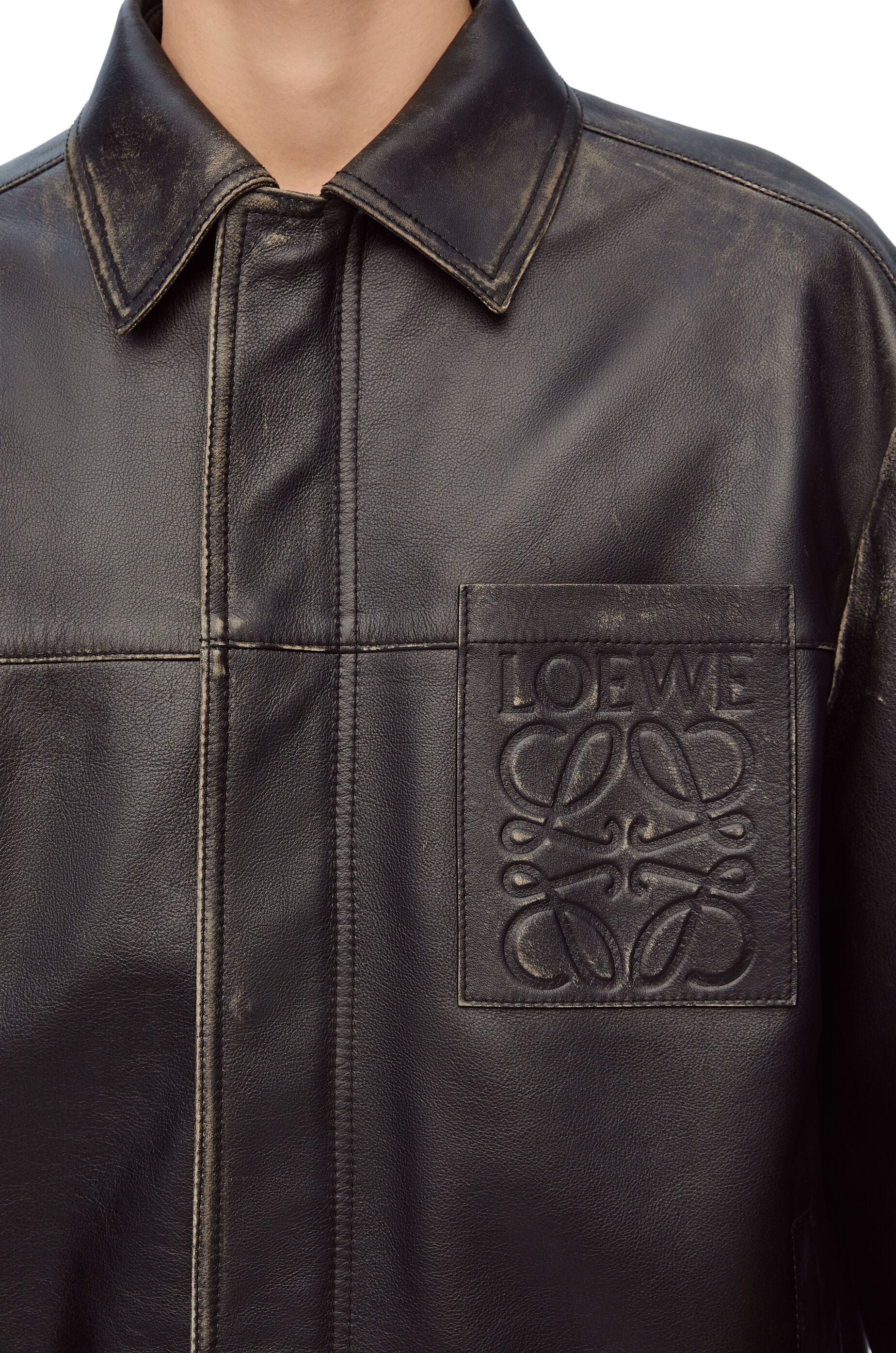 Zip-up overshirt in nappa calfskin - 5