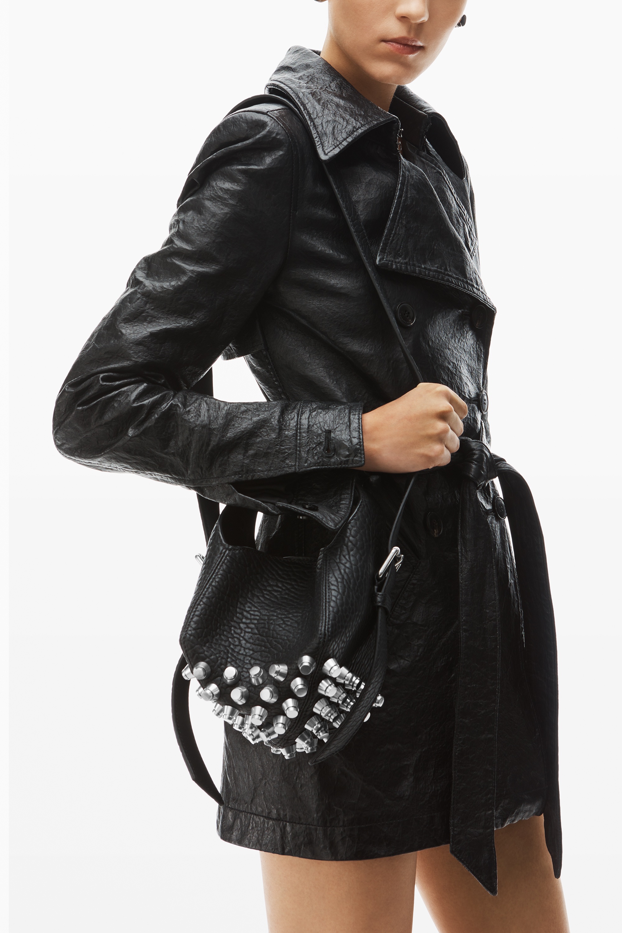 rex small bucket bag in lambskin leather - 5