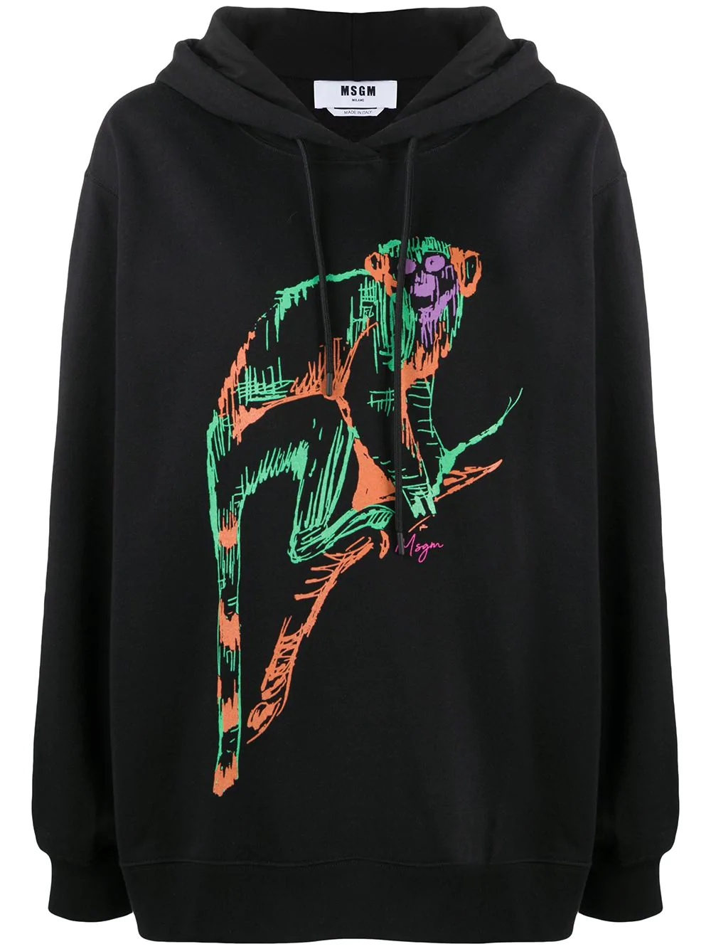 monkey-print oversized hoodie - 1