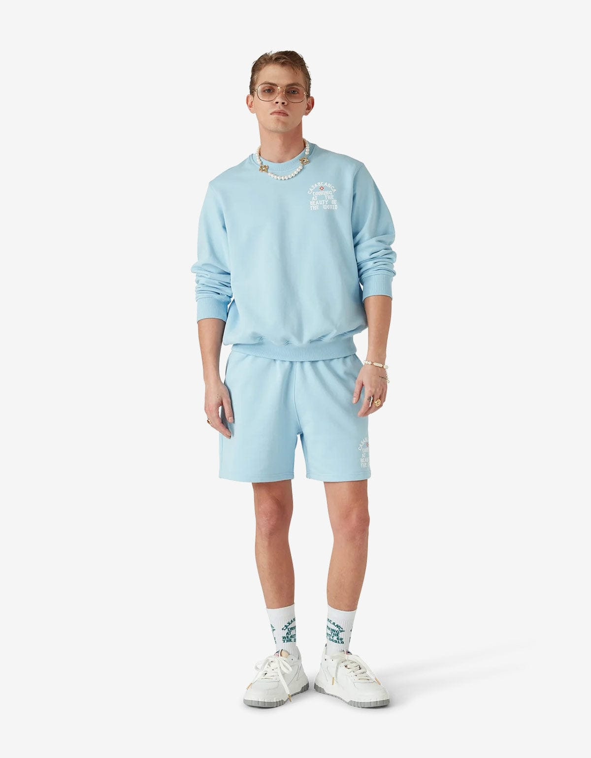 Casablanca Blue Beauty of the World Sweat Shorts - 5