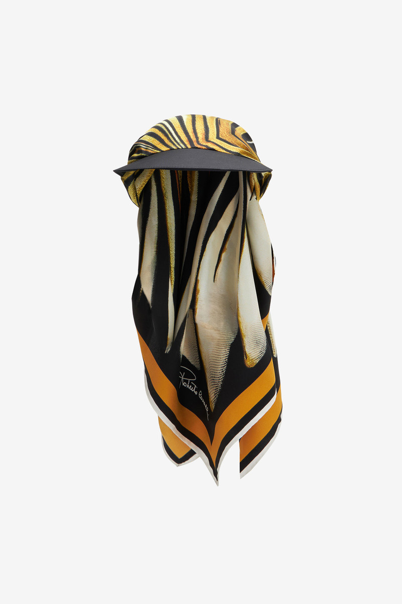 Hat with visor and Ray of Gold scarf 1