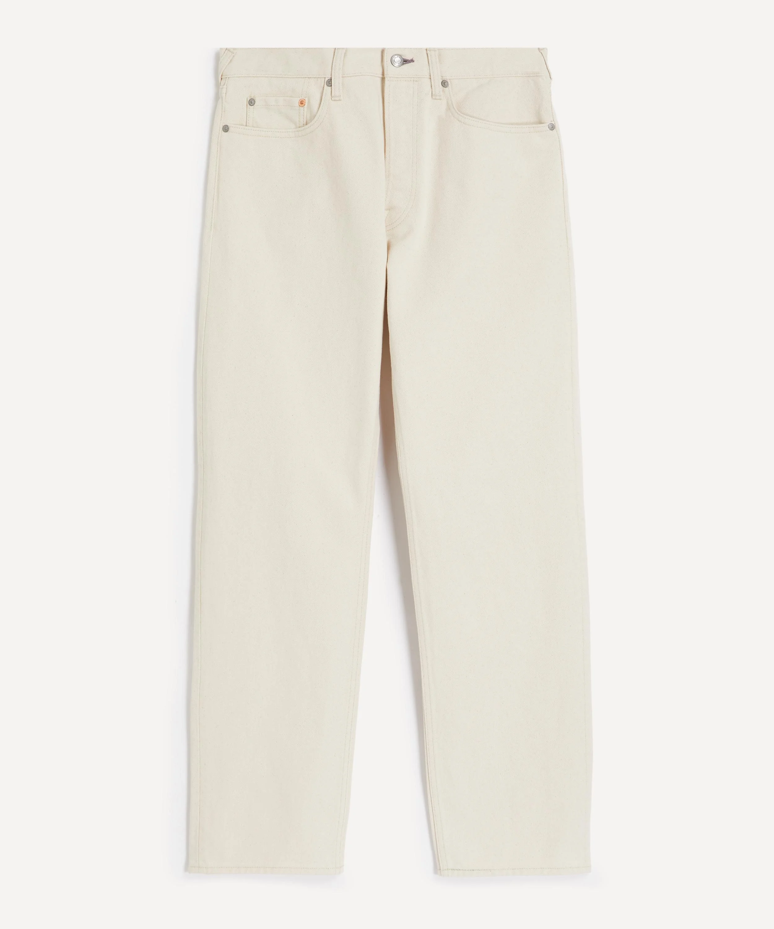 Straight-Fit Ecru Cotton Jeans - 1