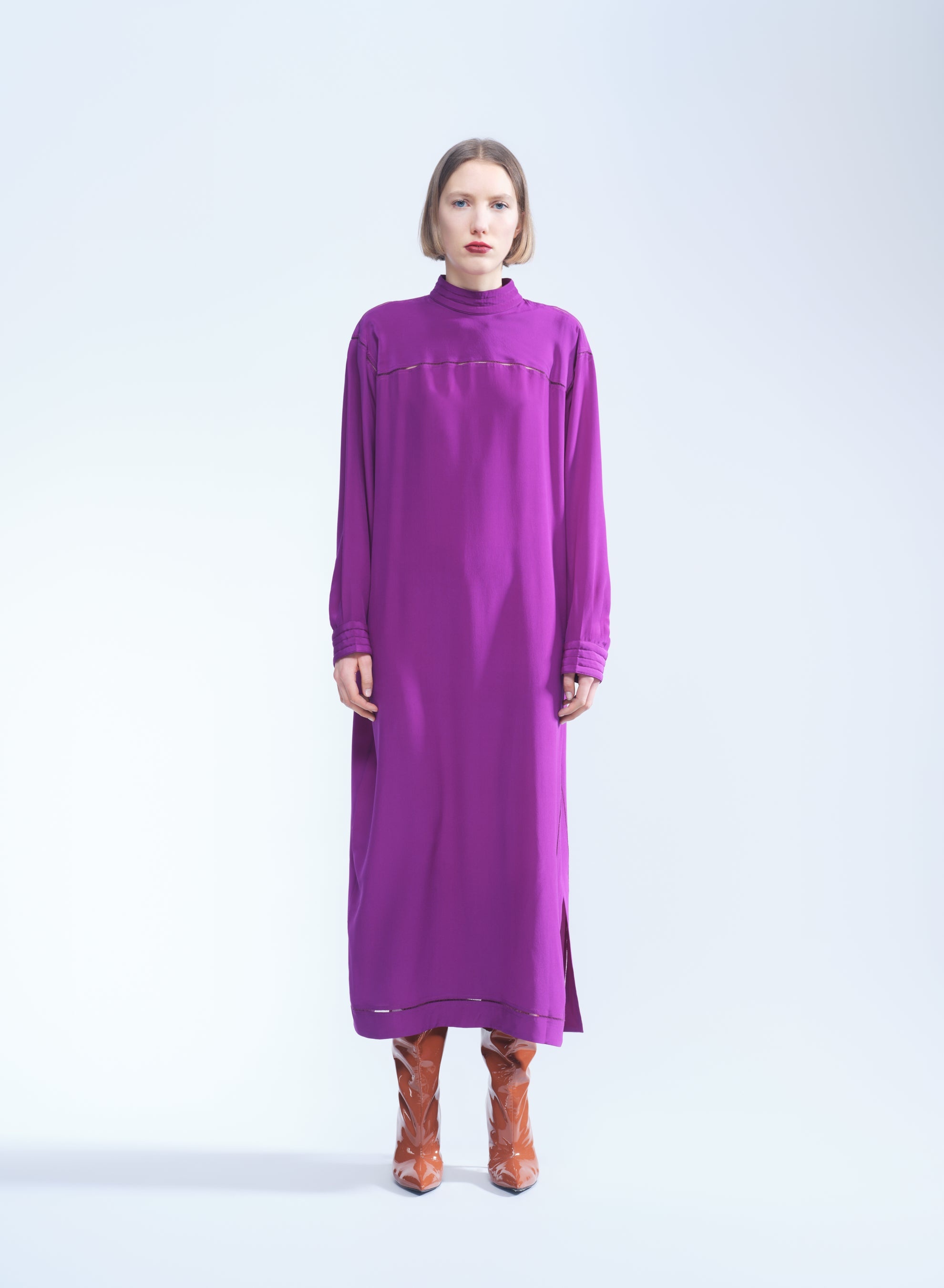 HIGH NECK SILK DRESS - 2