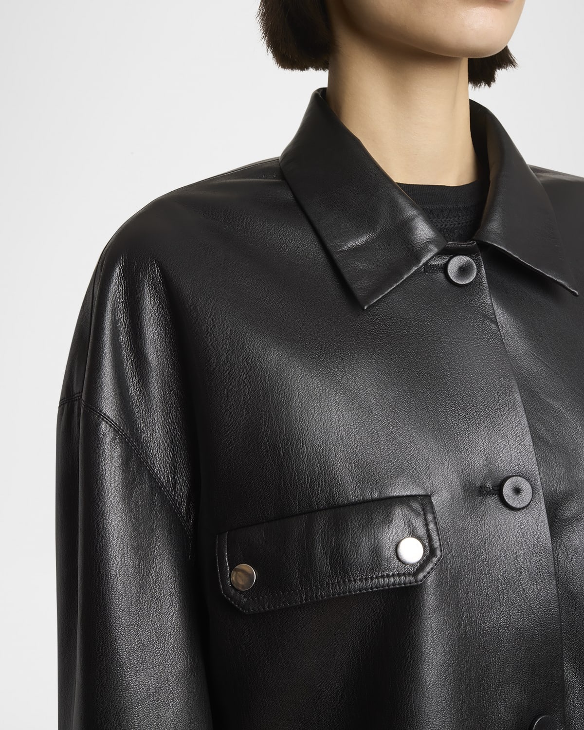 Nanushka Kassie Cropped Alt-Leather Jacket | neimanmarcus
