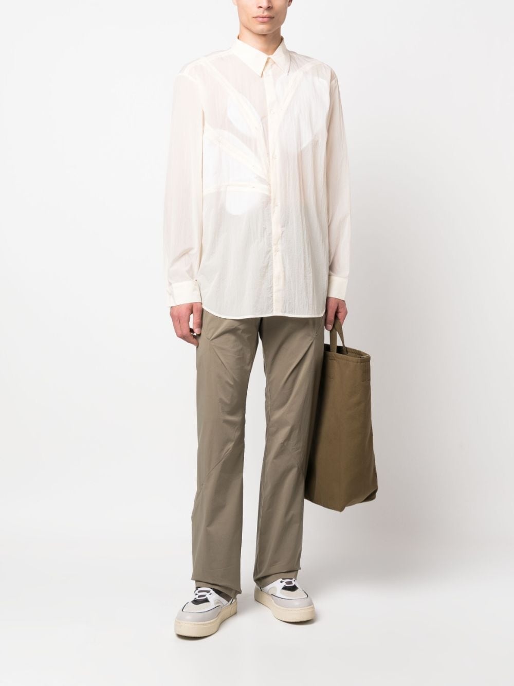semi-sheer zip-pocket shirt - 2