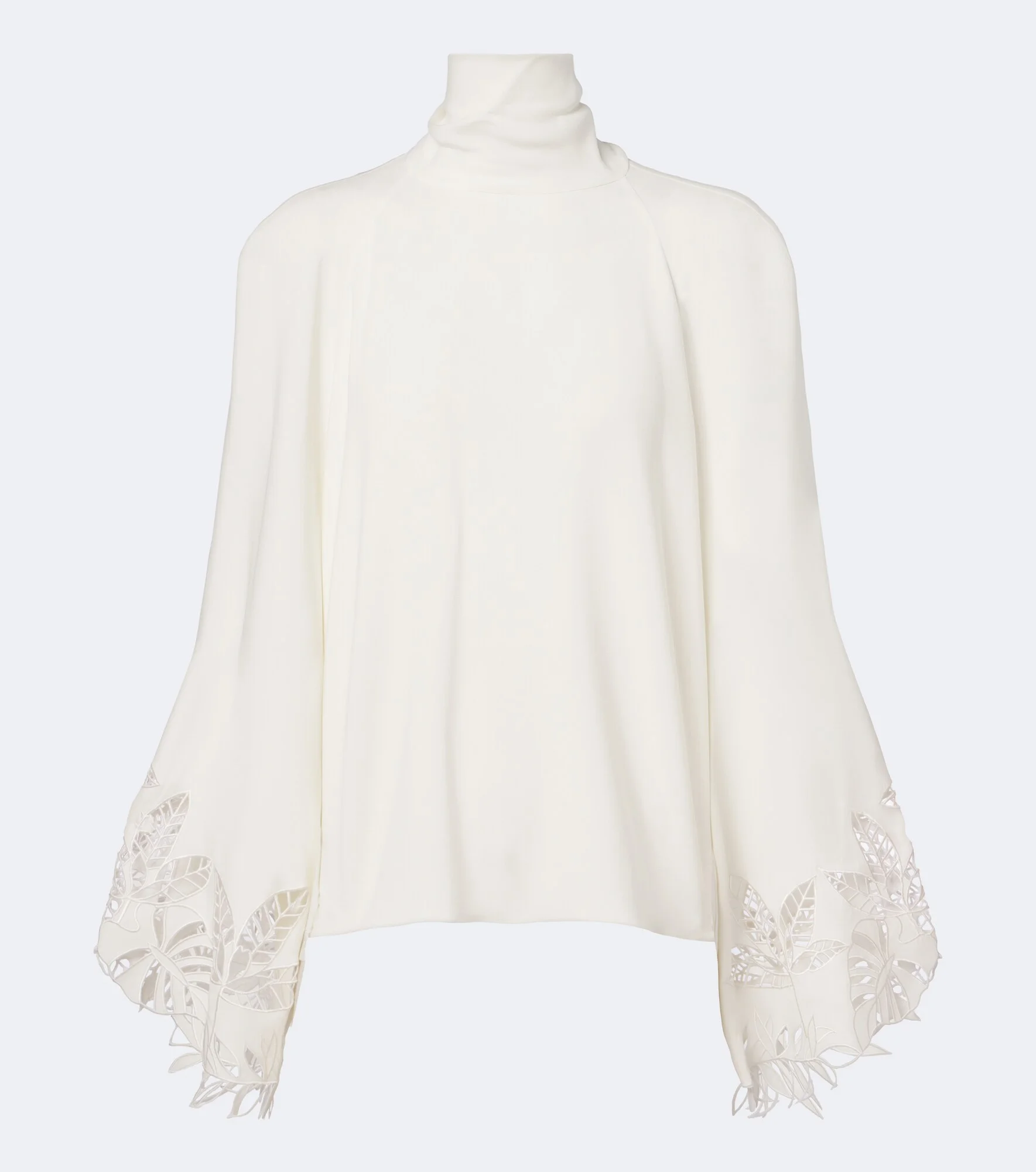 Embroidered silk-blend georgette blouse - 1