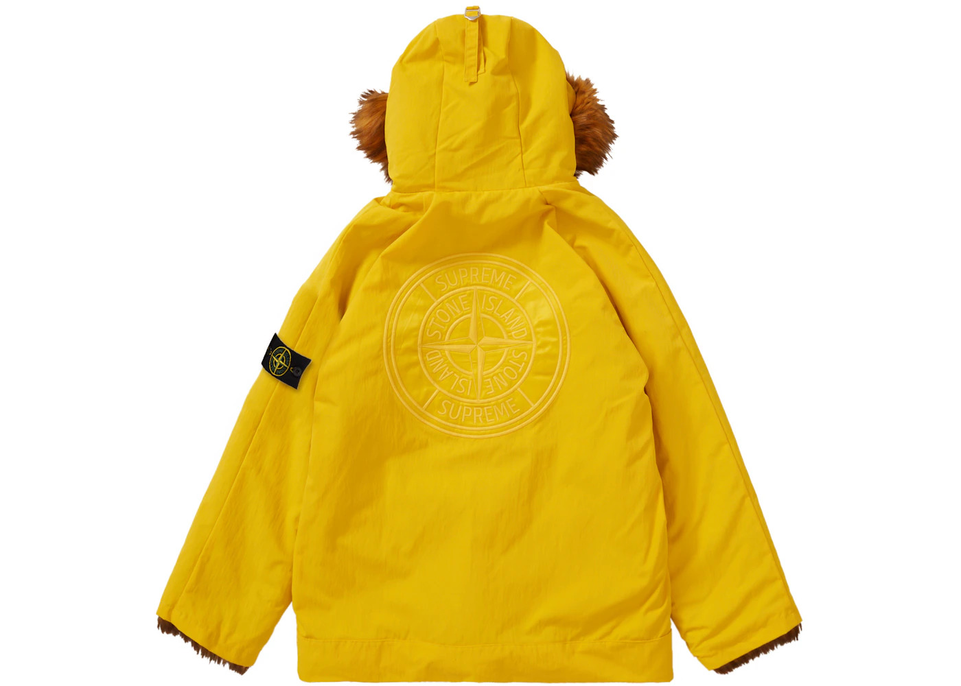 Supreme Stone Island Formula Steel Reversible Faux Fur Parka Yellow - 2