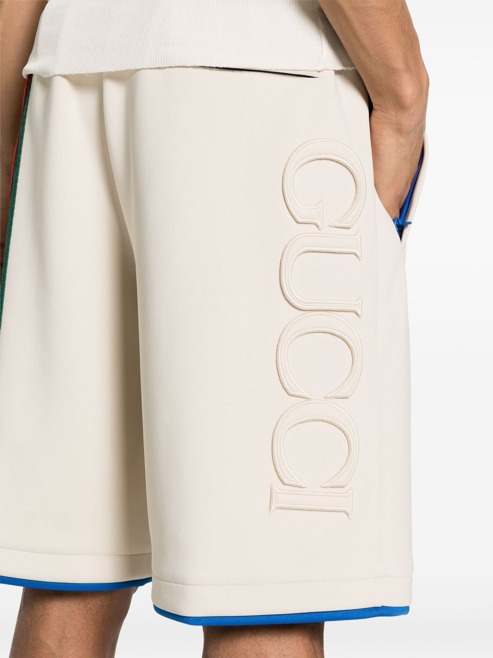logo-appliqué colour-block track shorts - 5