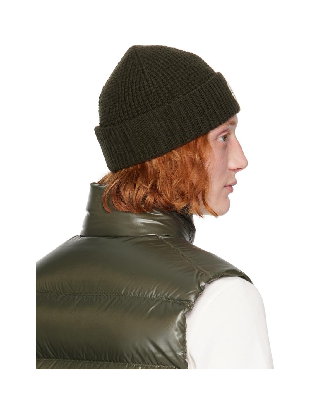 Khaki Virgin Wool & Cashmere Beanie - 3