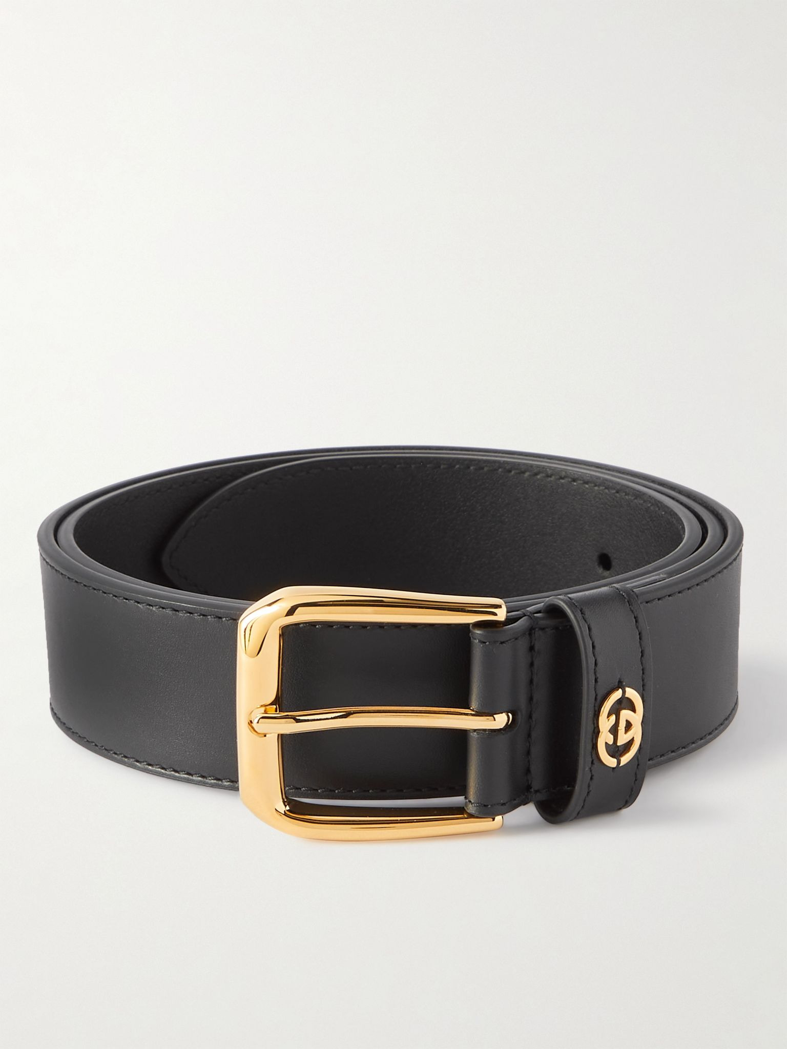 4cm Logo-Embellished Leather Belt Black - 1