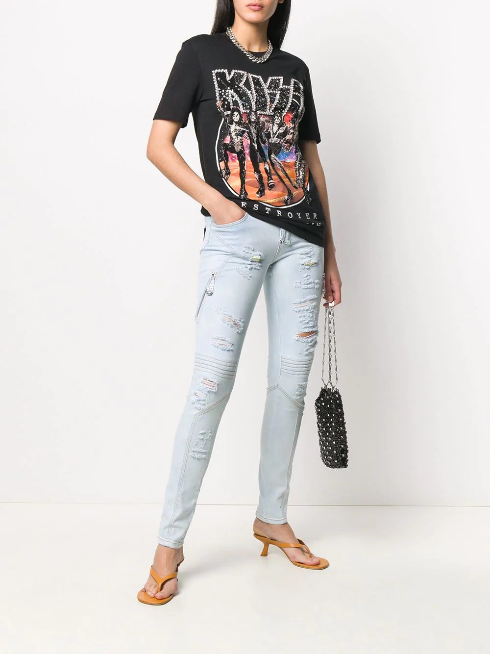 distressed biker jeans - 2