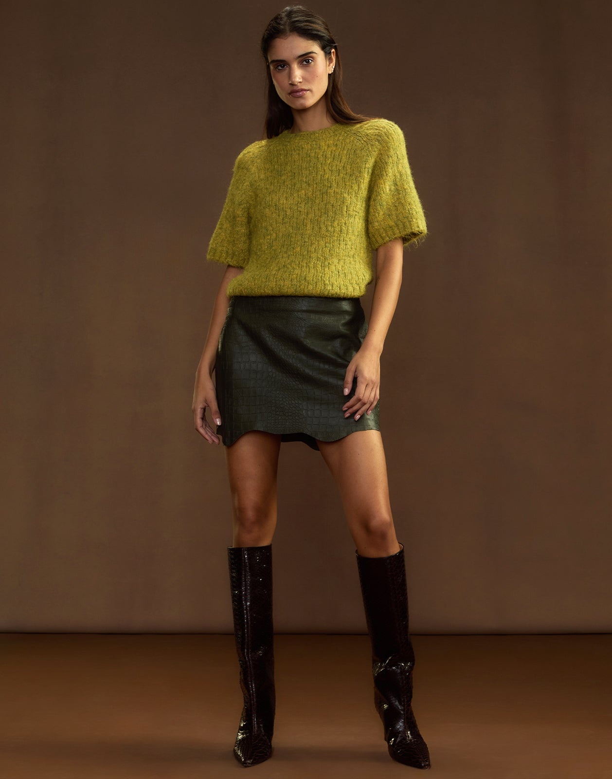 Embossed Leather Skirt - 1