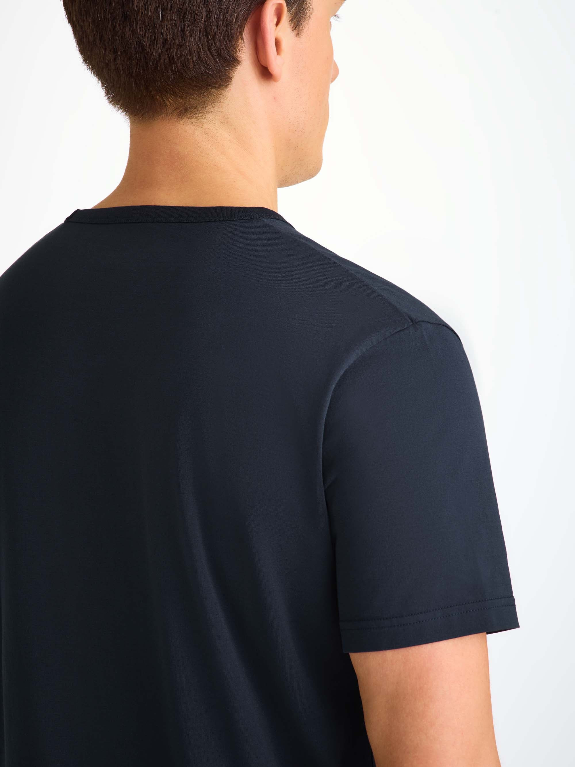 Men's V-Neck T-Shirt Barny Pima Cotton Navy - 5