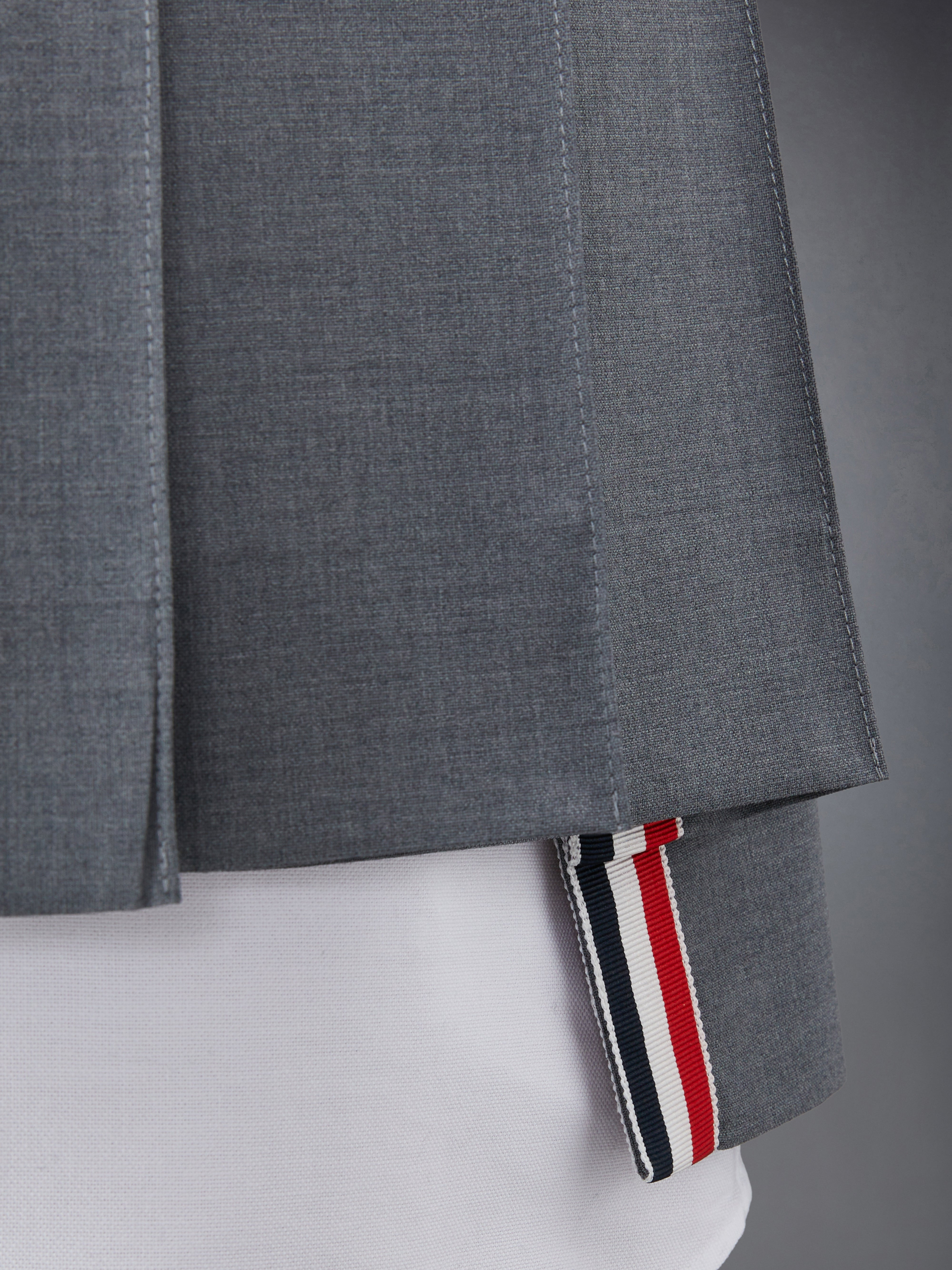 Medium Grey Plain Weave Mini Pleated 4-Bar Skirt - 5