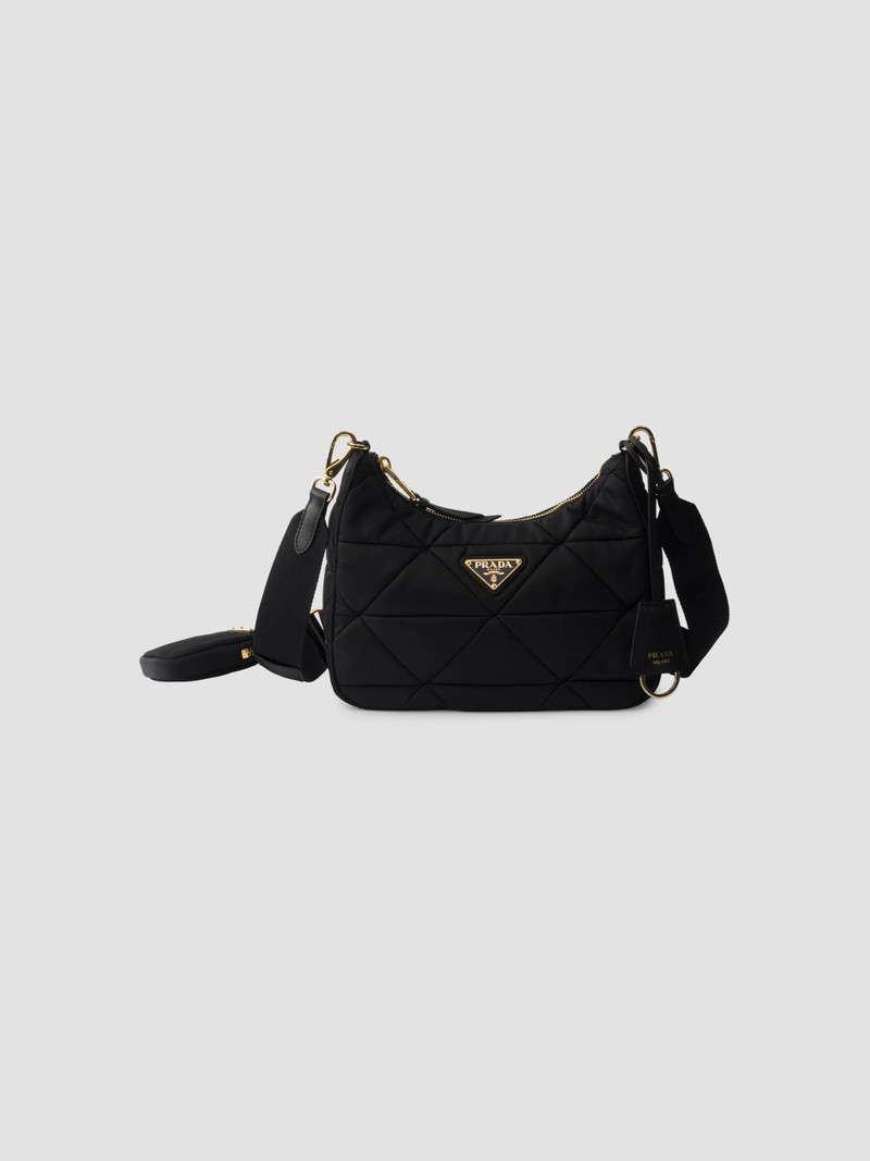 Women's Quilted Re-Nylon Shoulder Bag - Black 1