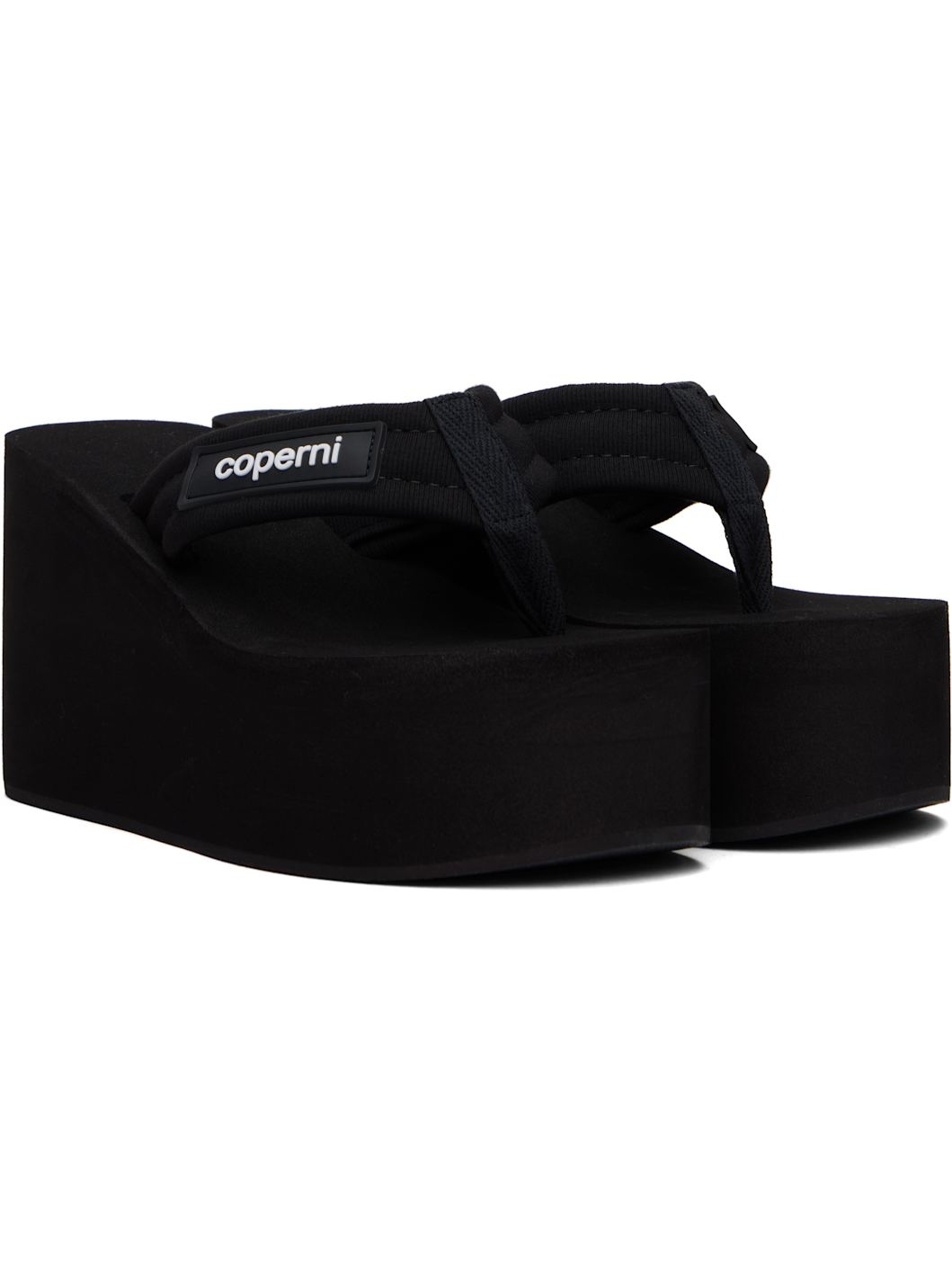 Black Branded Wedge Heeled Sandals - 4