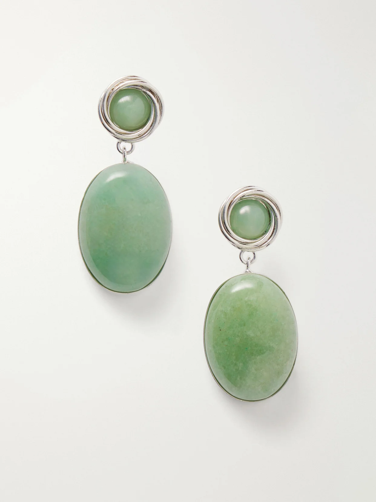 Ruthie Silver-tone Aventurine Earrings - 1
