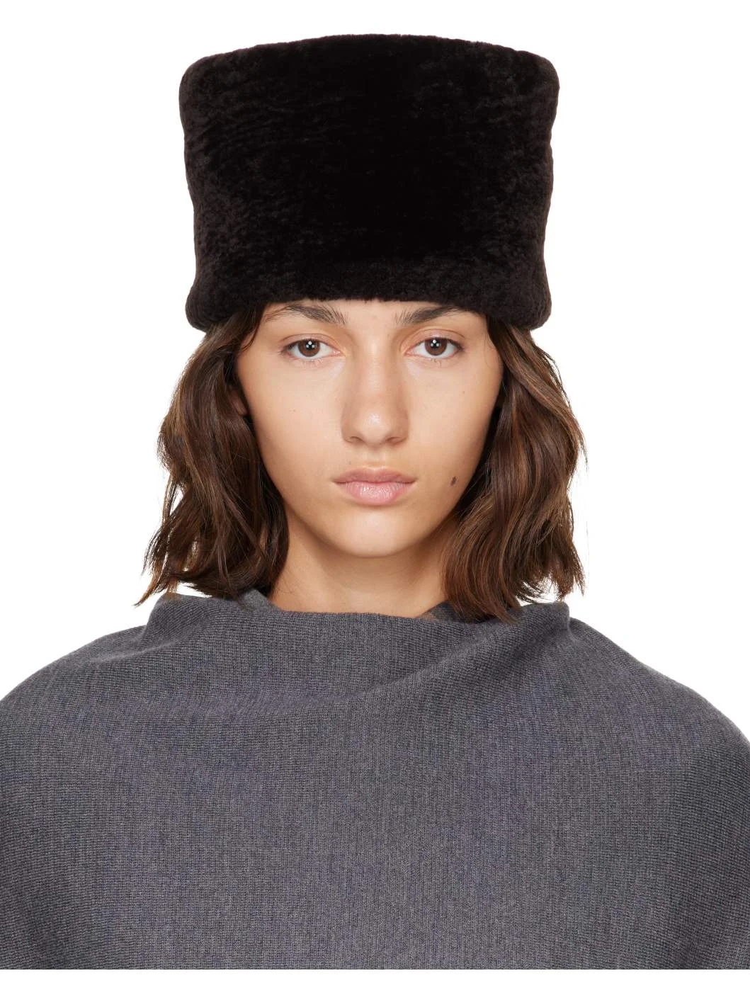 Brown Asthrakan Shearling Hat - 1