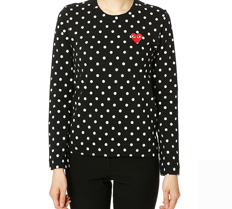 (WMNS) COMME des GARCONS PLAY Polka Dots Long Sleeves Tee 'Black White' AZ-T165-051-1 - 3
