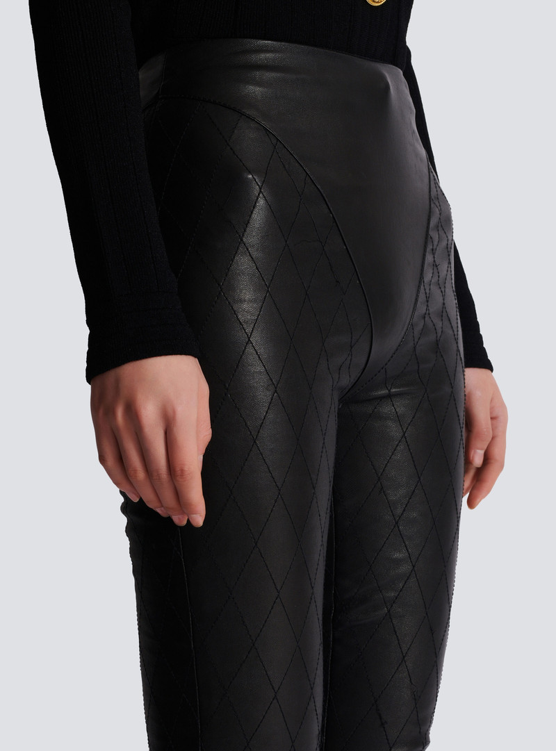 Topstitched leather leggings 6