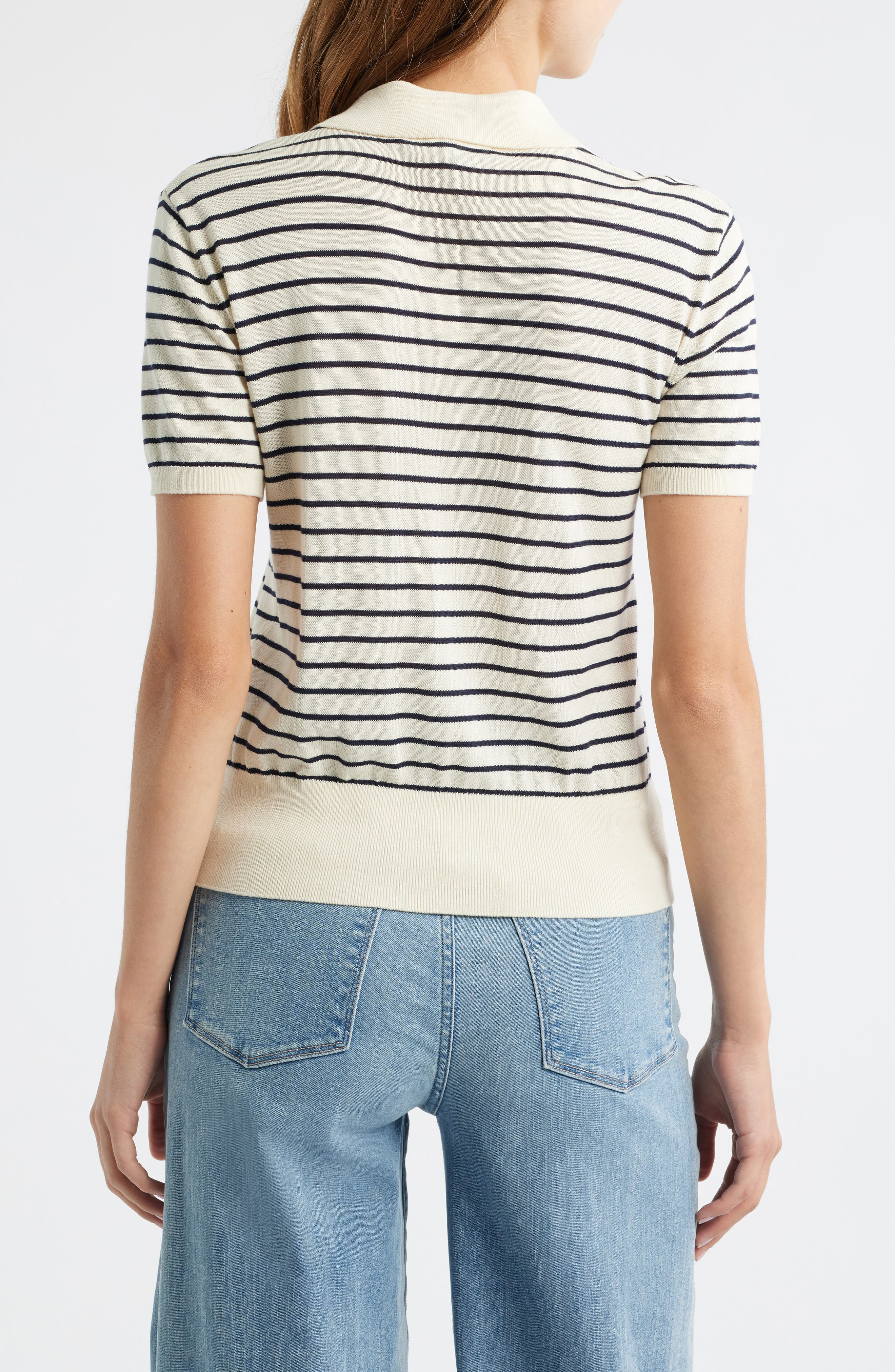 FRAME The Keyhole Stripe Polo in Cream Multi at Nordstrom - 2