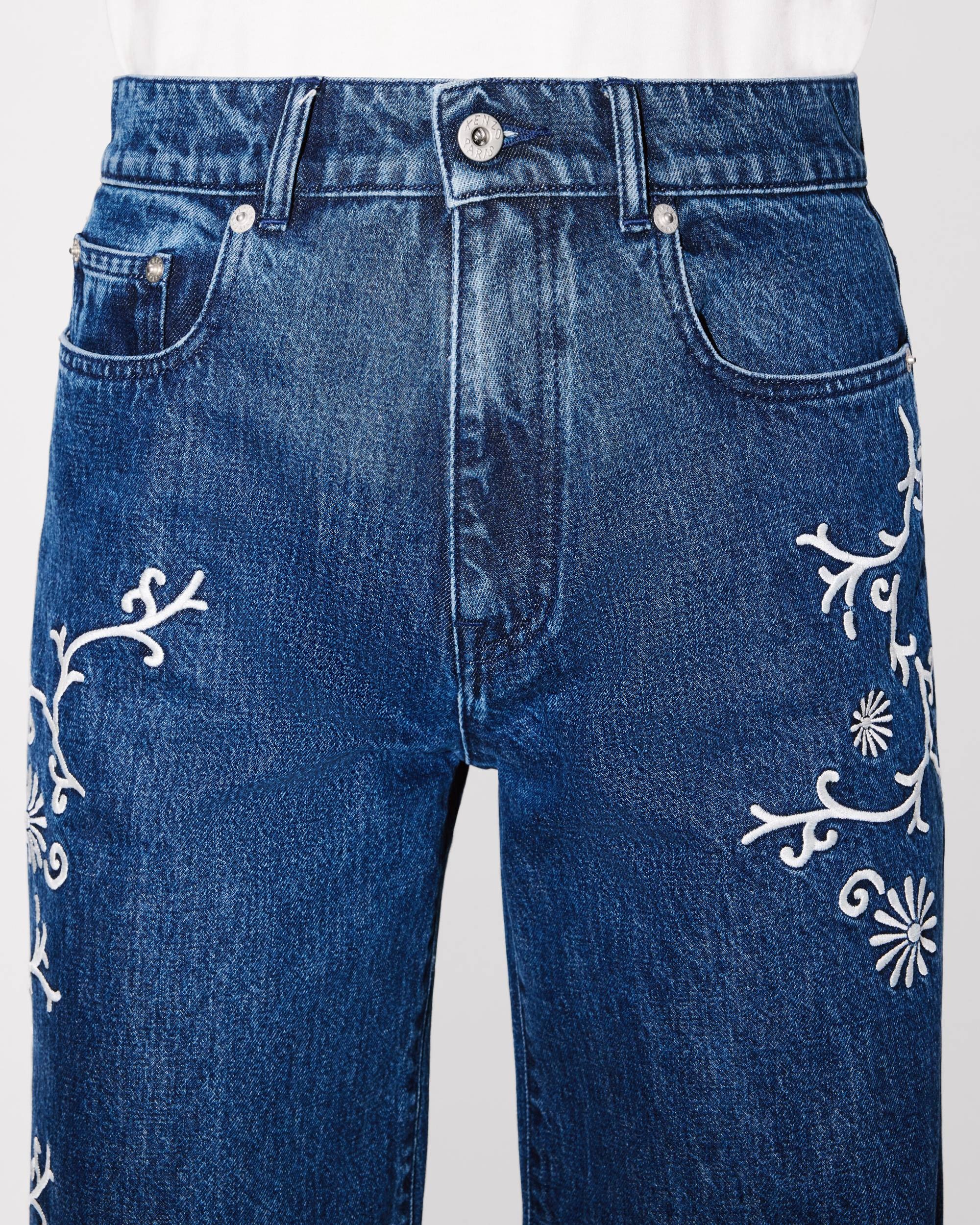 'KENZO Marguerite' AYAME wide legs embroidered jeans in japanese denim - 6