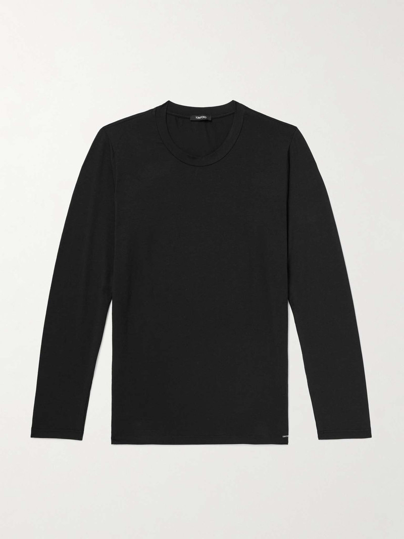 Slim-Fit Stretch Cotton and Modal-Blend Jersey T-Shirt - 1