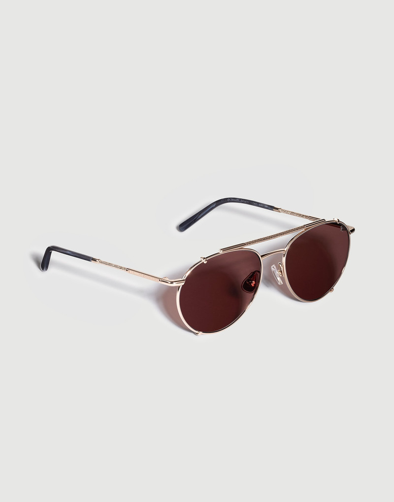 Brunello Cucinelli Round 18k gold-plated titanium sunglasses outlook