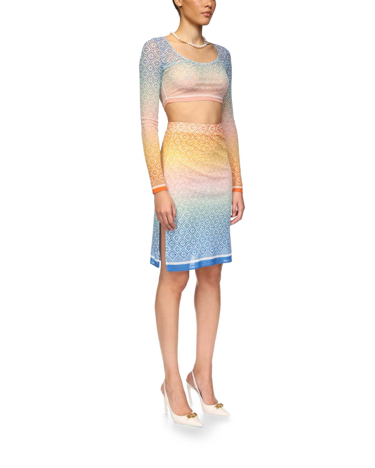 Gradient Monogram Mesh Skirt | Casablanca Paris - 5