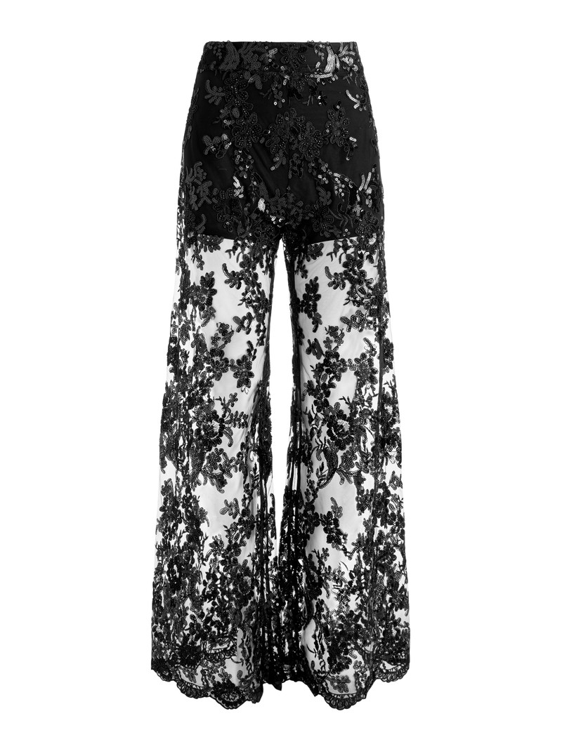 ATHENA EMBELLISHED SHEER LACE WIDE LEG PANT 1