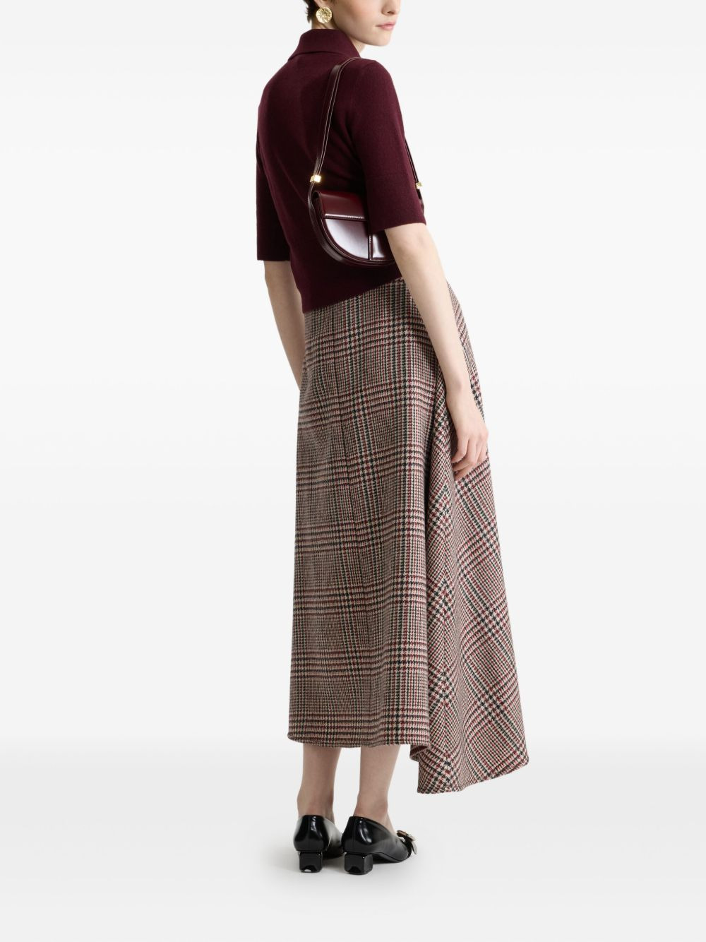 asymmetric houndstooth midi skirt - 3