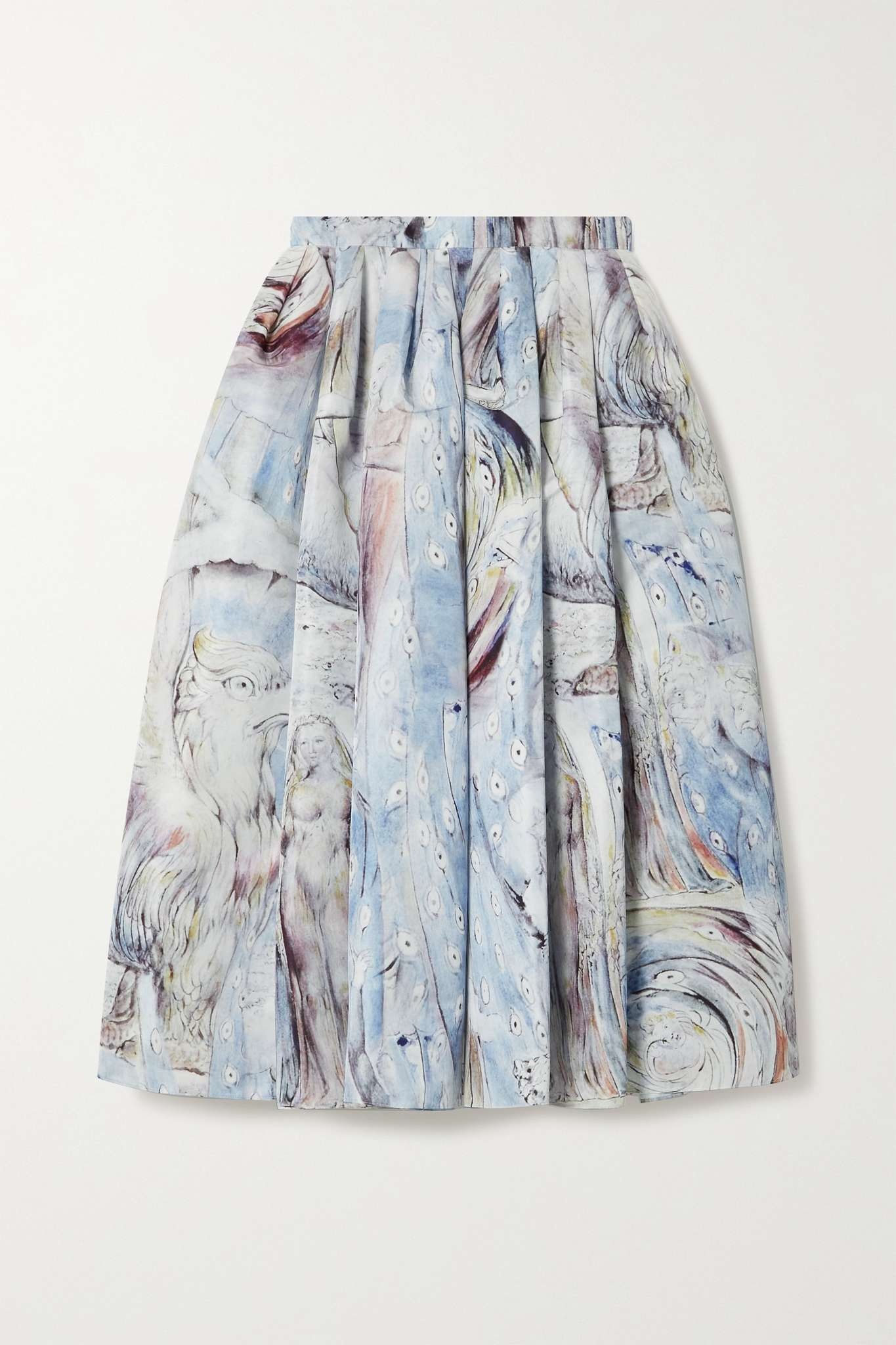 Pleated printed faille midi skirt - 1