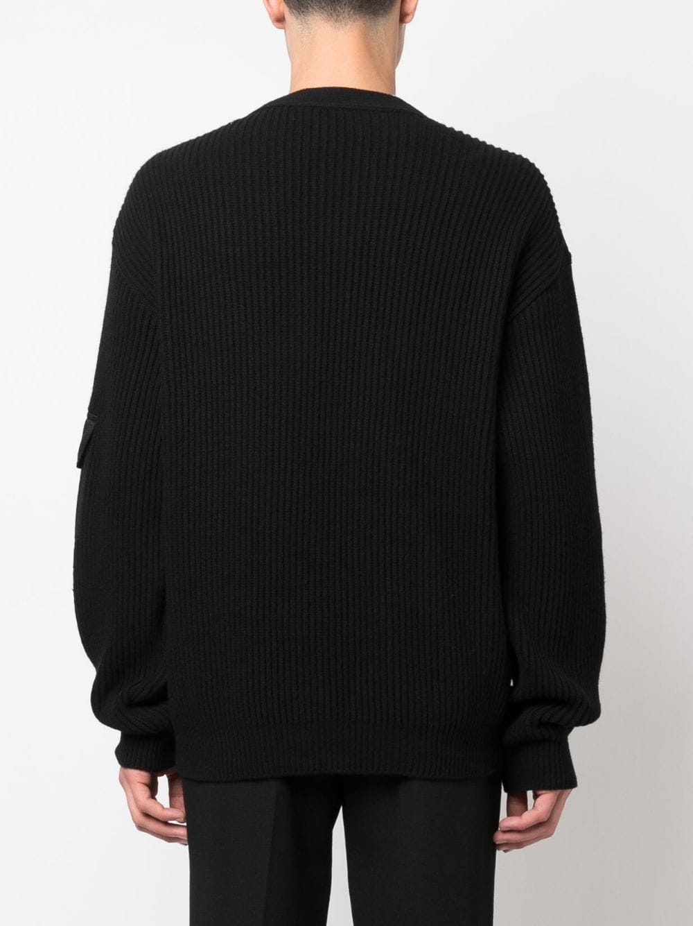 logo-patch V-neck cardigan - 4