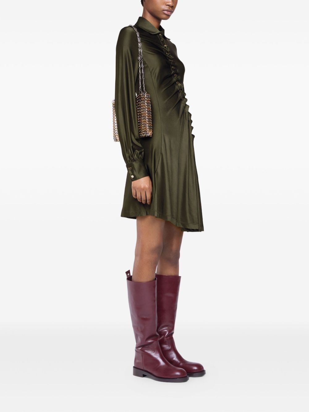 button-embellished draped dress - 2