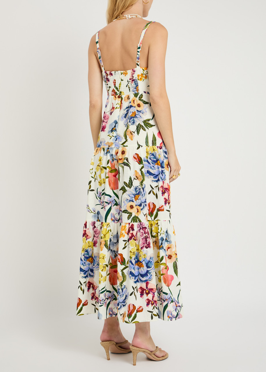 Farm Rio Greek Garden Printed Linen-blend Maxi Dress - 3