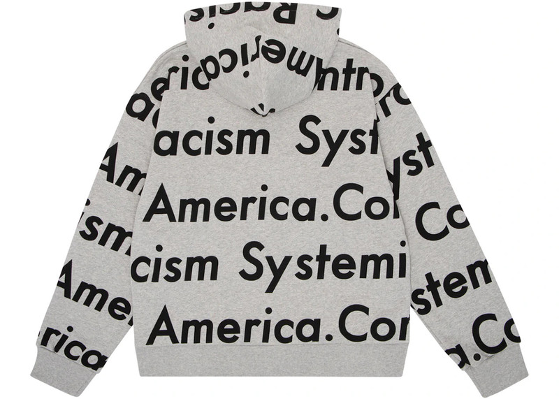 DENIM TEARS Denim Tears x Arthur Jafa Systemic Racism Controls America Zip Up Hoodie Heather Grey outlook
