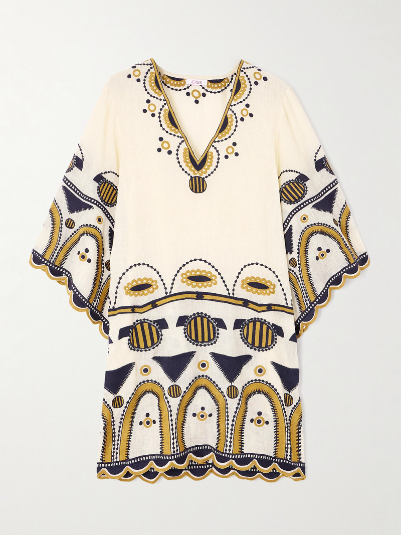 Medaillon Embroidered Linen-gauze Mini Dress 1