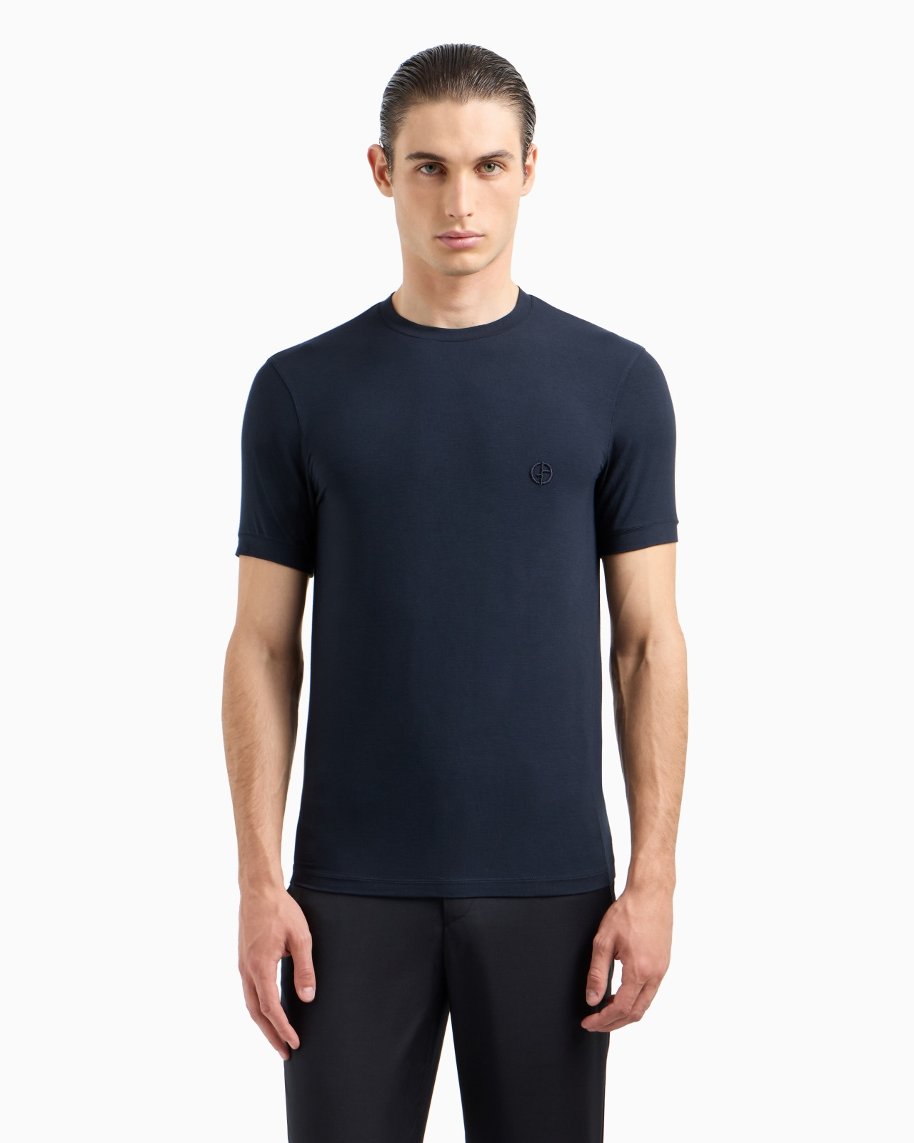 STRETCH VISCOSE BAMBOO JERSEY T-SHIRT WITH GA EMBROIDERY - 4